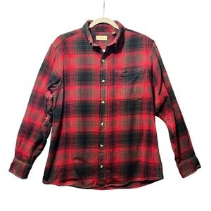 Hobbs Creek Red Black‎ Plaid Flannel Shirt Long Sleeve Button Up Men's Medium